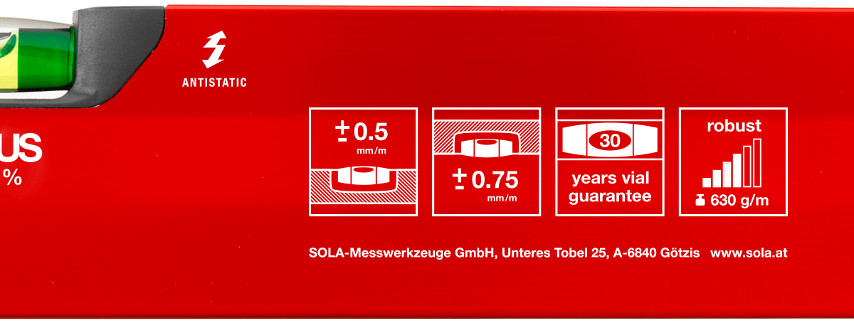 Livella a bolla Professionale Sola in Alluminio Profilo Tubolare 2 Fiale BIG X - immagine 7